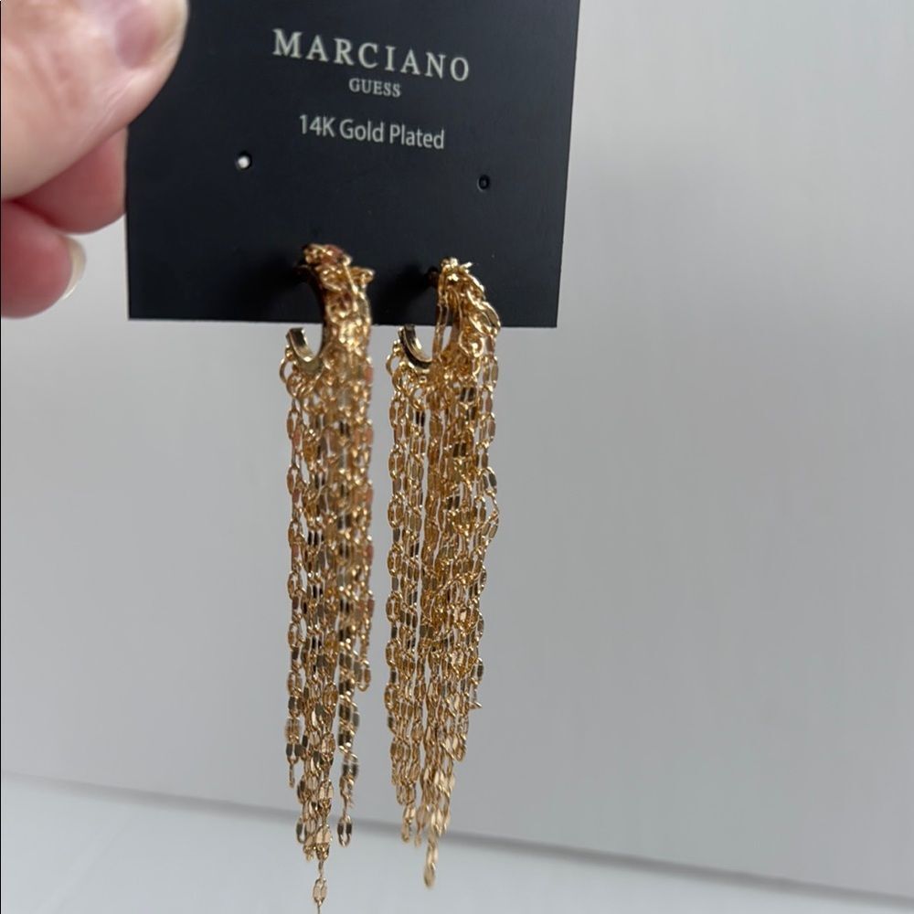 NWT Guess by Marciano Gold Cascading Chain Earrings